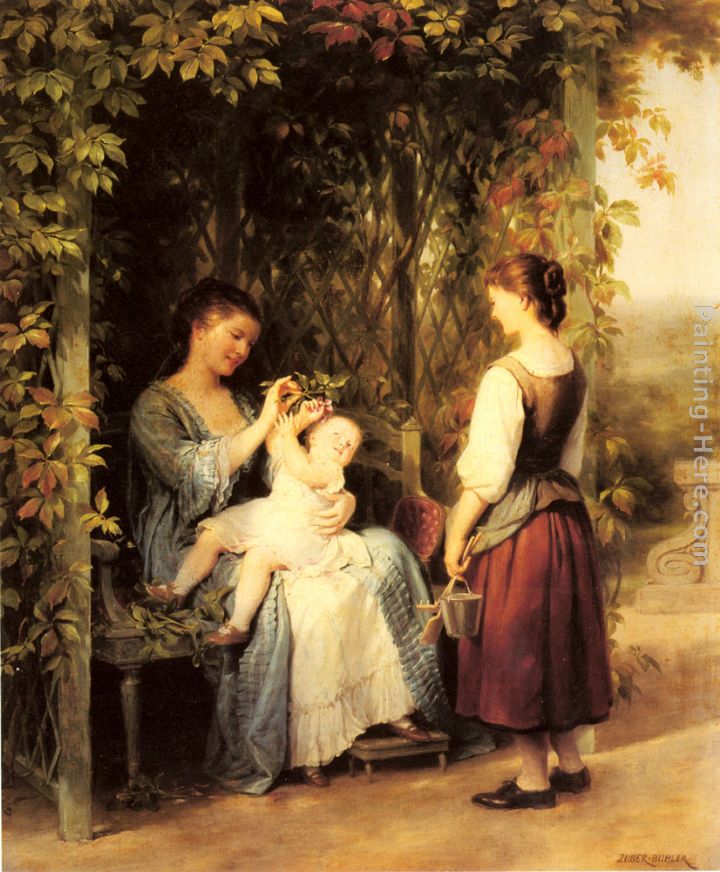 Tickling the Baby painting - Fritz Zuber-Buhler Tickling the Baby art painting